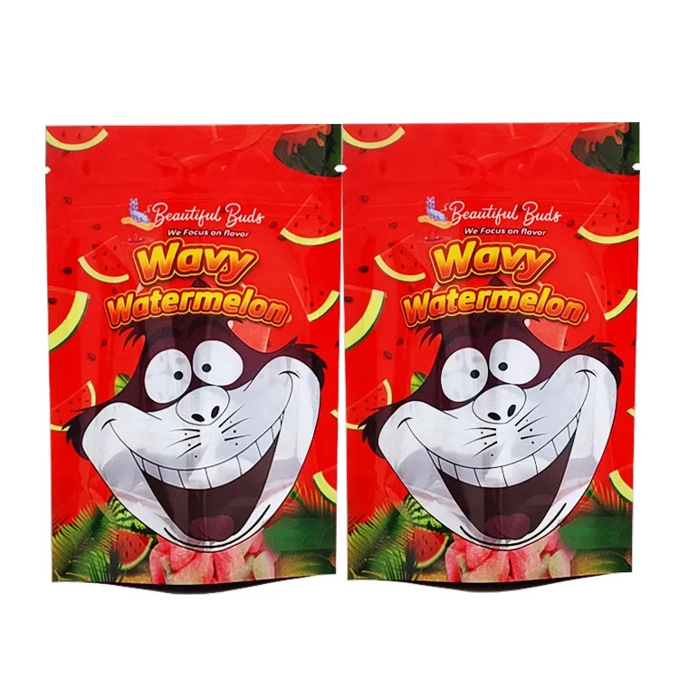 Custom Logo Free Graphic Design Resealable Ziplock Empty Smell Proof Med Gummies Candy Edible Packaging Mylar Bags