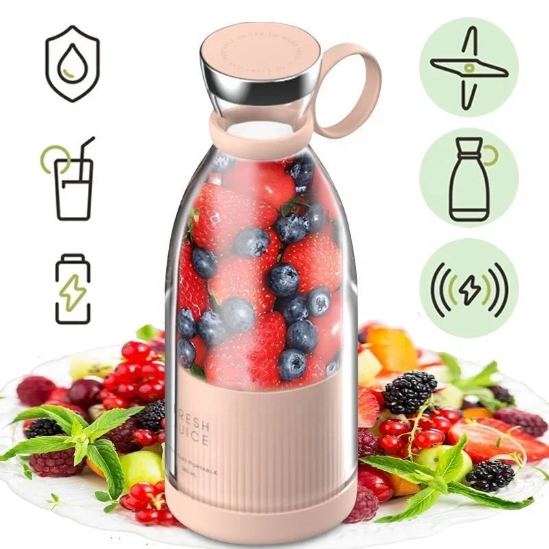 AHLC Christmas Gift Hot Selling Outdoor Portable 4 Blades USB Rechargeable Fruit Milk Smoothie Orange Grinder Juice Extractor