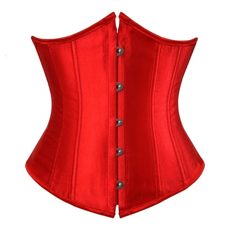 High Quality Sexy Satin Underbust Corset Lacing Bondage Satin Waist Cincher Slimming Body Shaper Corselet Lingerie S-6XL