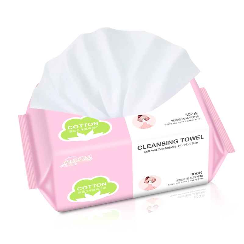 Disposable Baby Cotton Tissues Facial 100 % Pure Cotton Face Cleansing Towels