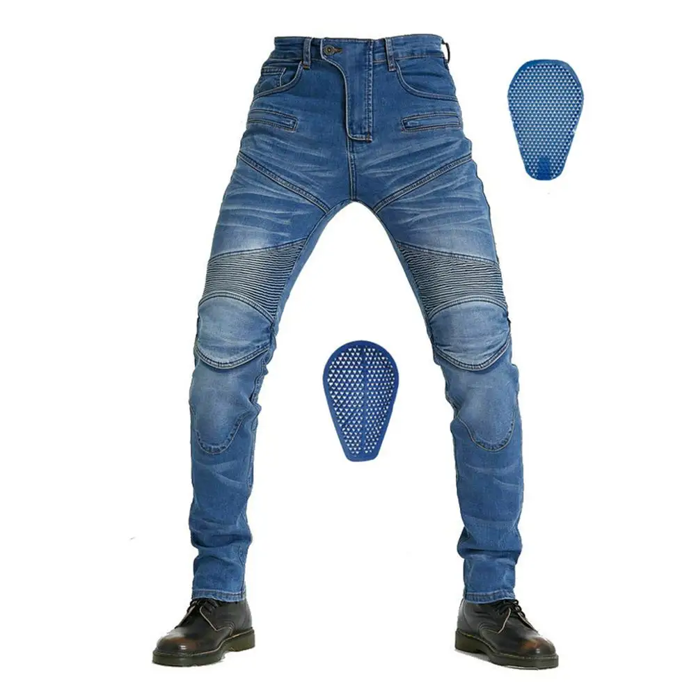 
Men Motorcycle Riding Pants With 4 X Honeycomb CE Armor Silica Gel Pads Motocross Racing Jeans Men Cycling Gear Windproof Jeans 