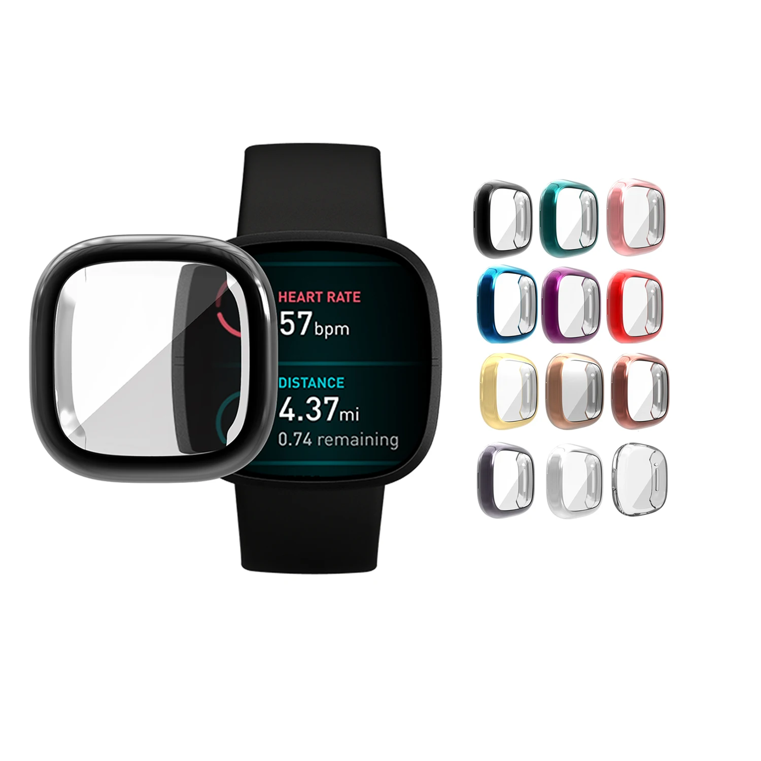 12 colors optional factory wholesale Fitbit Versa 3 Fitbit Sense TPU+Plating  smart watch case cover for Fitbit Versa