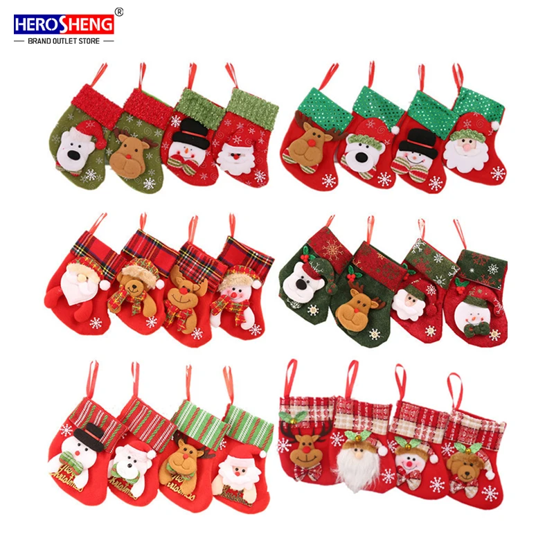 2021 Christmas decoration supplies  Pet Stockings Christmas Tree Hanging Decoration Bags Christmas Gift Socks