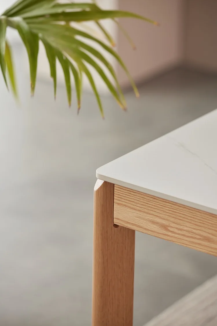 K3111 Nordic style solid OAK wood legs dining room furniture with sintered stone top dining table set