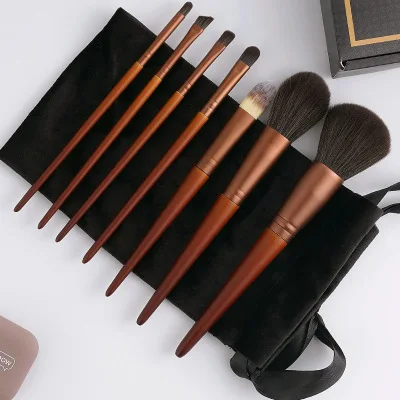 HZM Red Professional Makeup Brushes Set 7 PCS Private Label Custom Logo Luxury Glitter Makeup Brush Kit Travel Size