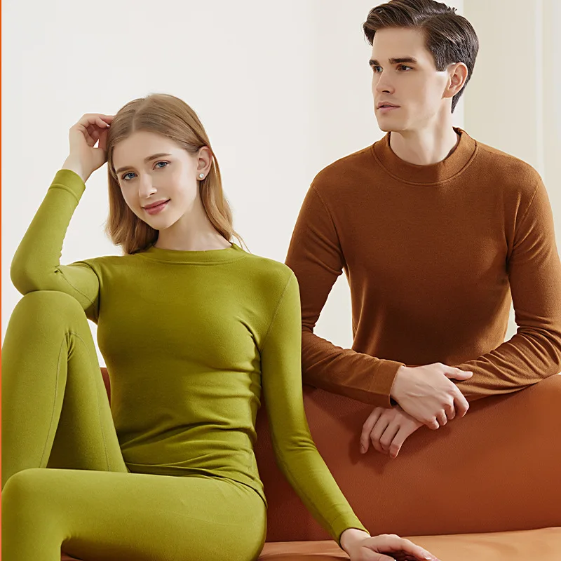 Autumn and Winter new couple autumn clothes long pants sexy inner wear padded heating bottoming shirt warm top suit