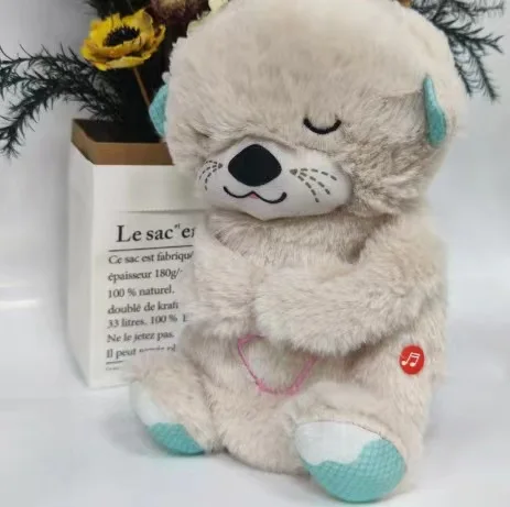 TS Plush Stuffed Animal for Newborn Infants Calming Light Lullaby Music White Noise Shush and Mother Heartbeat