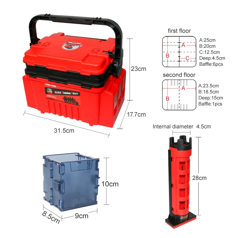 Wholesale Multifunctional Plastic Fishing Tackle Box Waterproof, Waterproof Fishing Tackle Storage Box