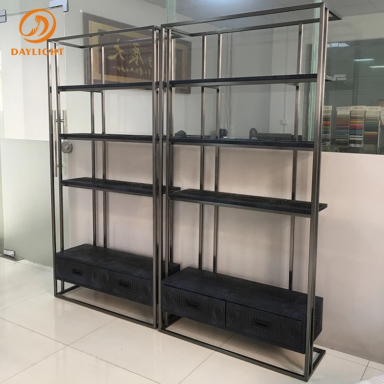 wholesale custom simple modular high end stainless steel wall golden book shelf mdf wood bookshelf for office decoration