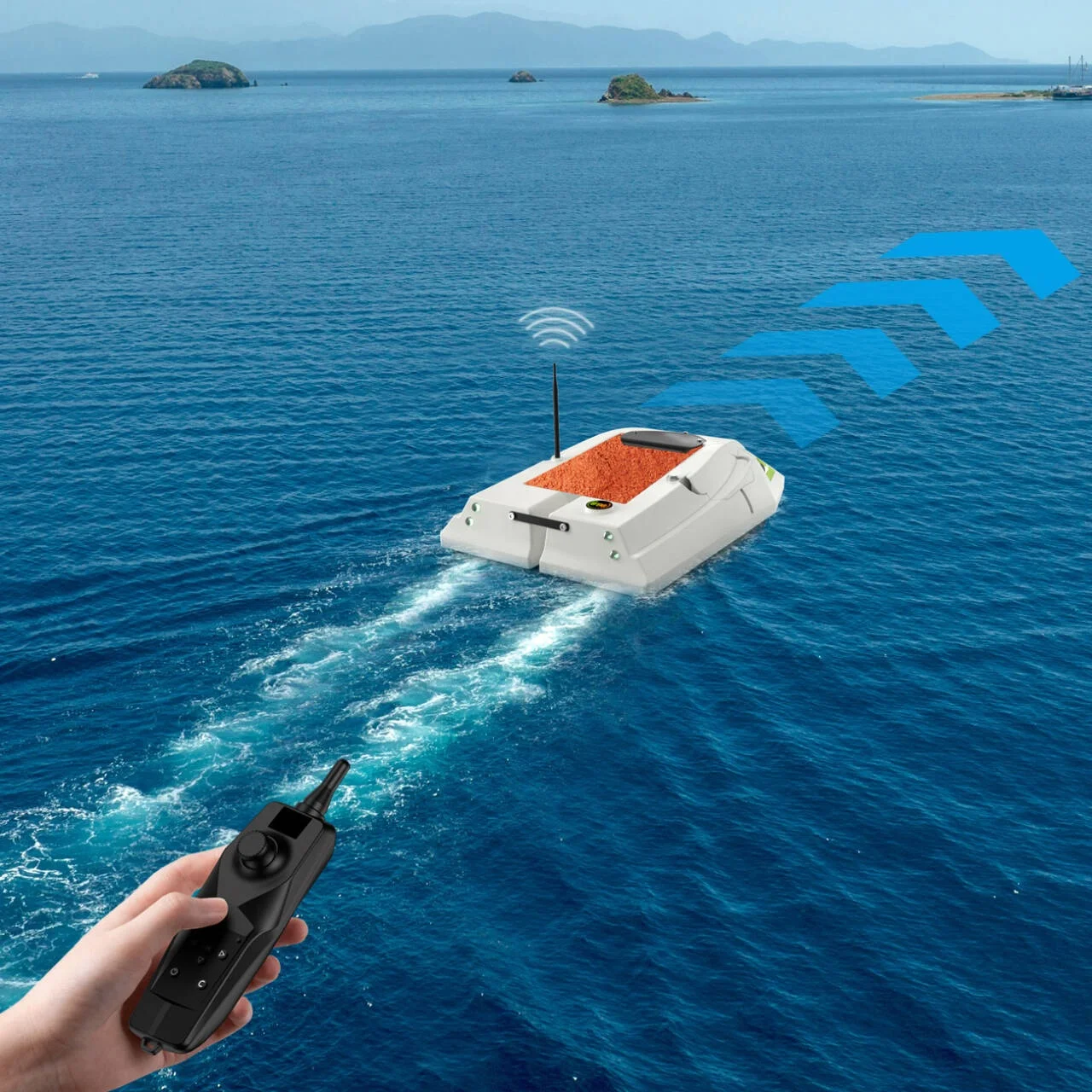 Waterproof 12V RC Bait Boat for Fishing Baitboat with 2kg Capacity Dual 15600mAh Batteries 500m Range and LED Night Illumination