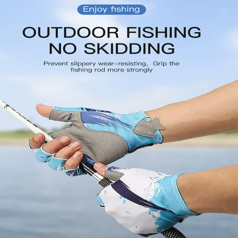 Outdoor Manufacture Summer  Autumn Fishing Gloves Half Fingers Resistance Anti-slip Climbing Glove Hiking Camping Riding Gloves