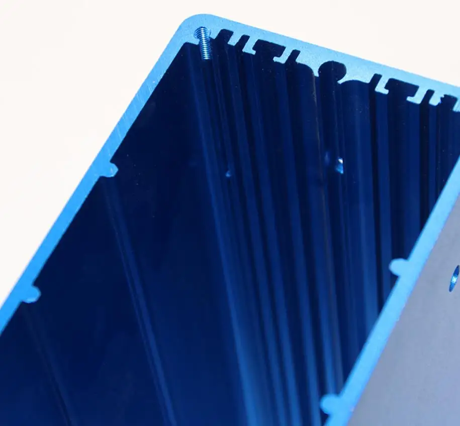 blue aluminum anodized battery box aluminium section brushed brass housing rectangular