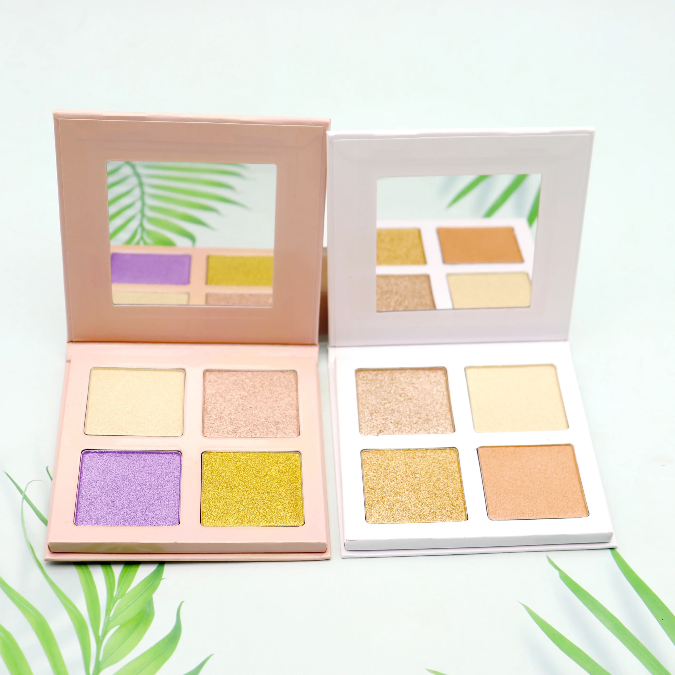 Private Label DIY Highlighter 10 Colors Long-Lasting High Pigment Vegan 4 Colors White/Pink Cardboard Pressed Waterproof Face
