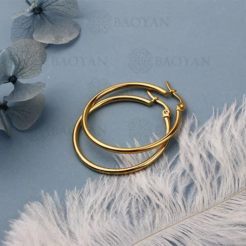 BAOYAN Large Round Circle Hooped Earring Big Multi Size Stainless Steel Cable Wire Gold Plated Hoop Earrings for Women/Girls