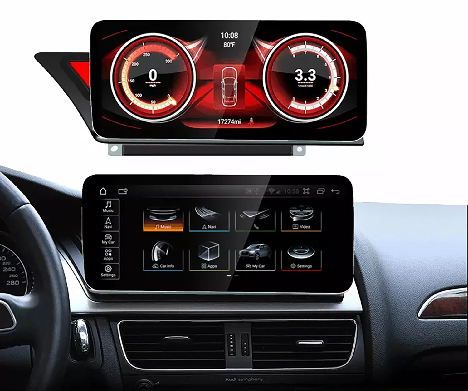 12.3 Inch Android 10 Touch Cae Stereo Radio Navigation Mmi 2G Head Unit Screen For Audi A4 B8 A5 B7 B9 2007 2008 2010 2011 2016