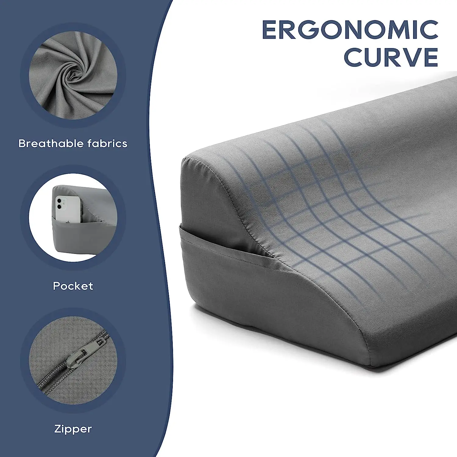 Factory Supply Bed Wedge Headboard Pillow Gap Filler Foam Wedge Multi-Use Triangular Memory Foam Bed Pillow Gap Filler