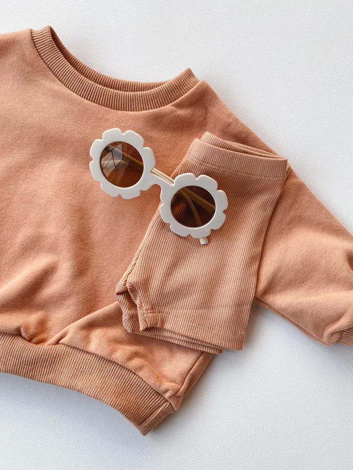 Качественный комплект детской одежды унисекс, однотонный пуловер с круглым вырезом, свитер, подходящие велосипедные шорты, детские осенние комплекты одежды