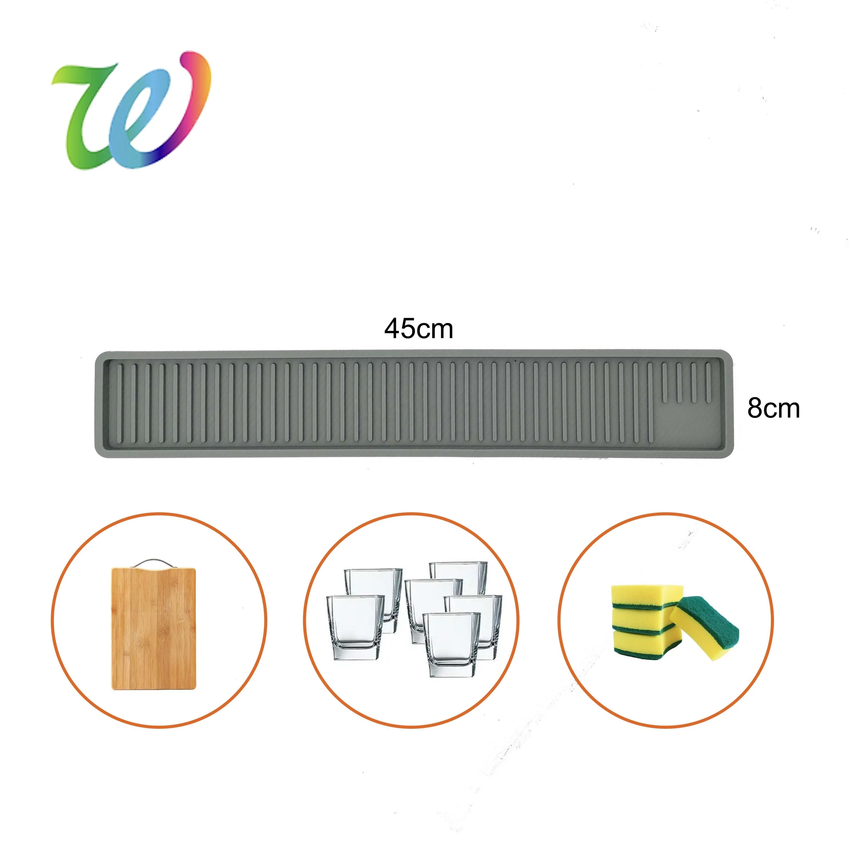 Wholesale  Silicone Countertop  Extra Length  Bar Mat Silicone Sink Mat Silicone Kitchen Sink Organizer Tray and Sponge Holder