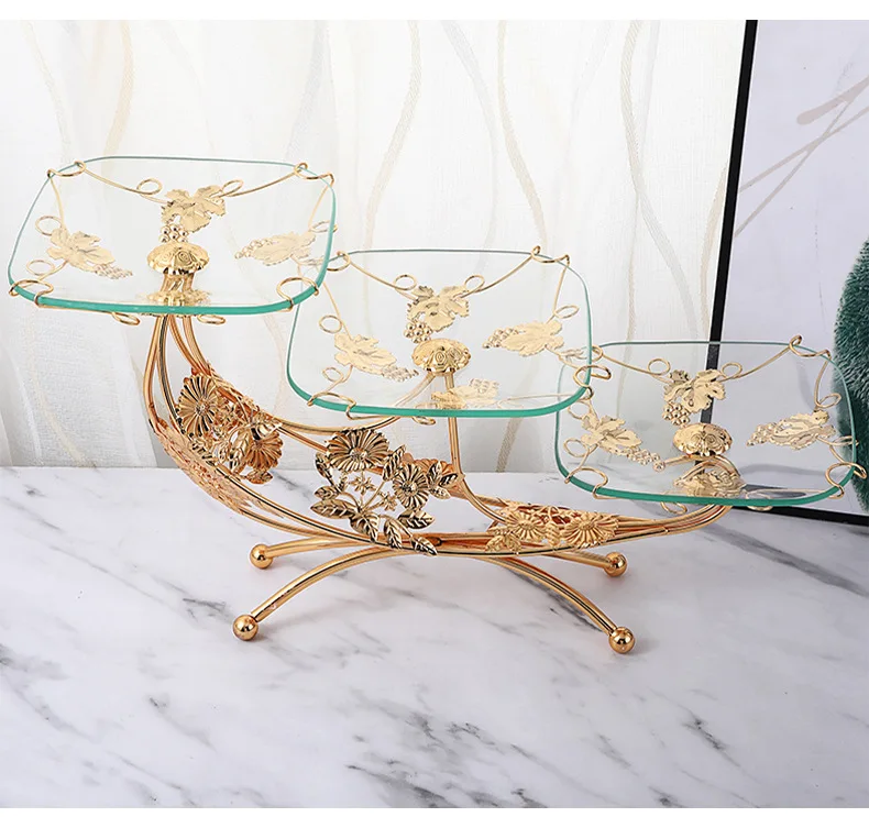 European classic wind tempered glass fruit plate wedding dessert table decoration plate