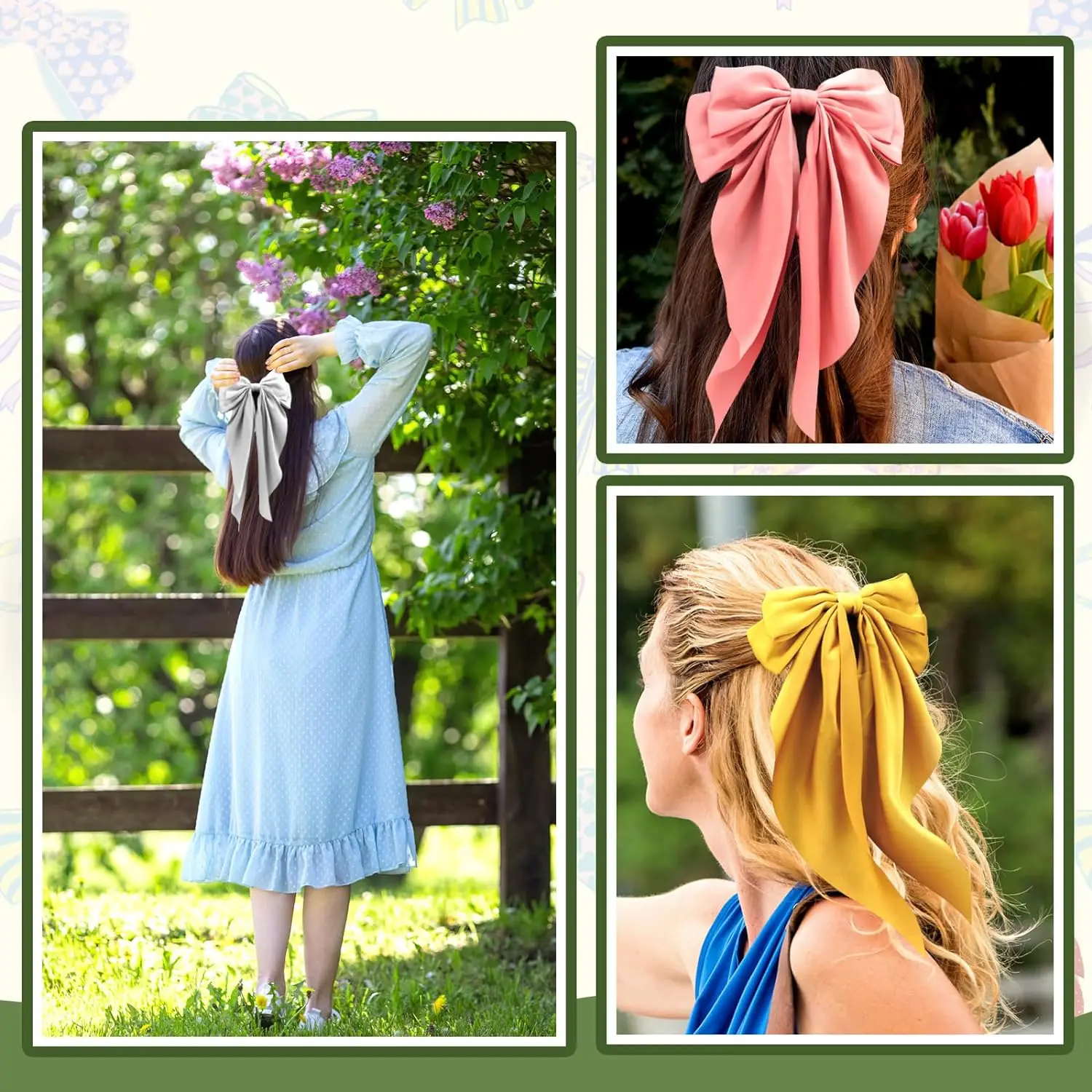 Custom Logo Large Hair Bow for Women Big Bow Barrette Clips for Girls Hair Bows with Long Tail For Party Christmas Halloween