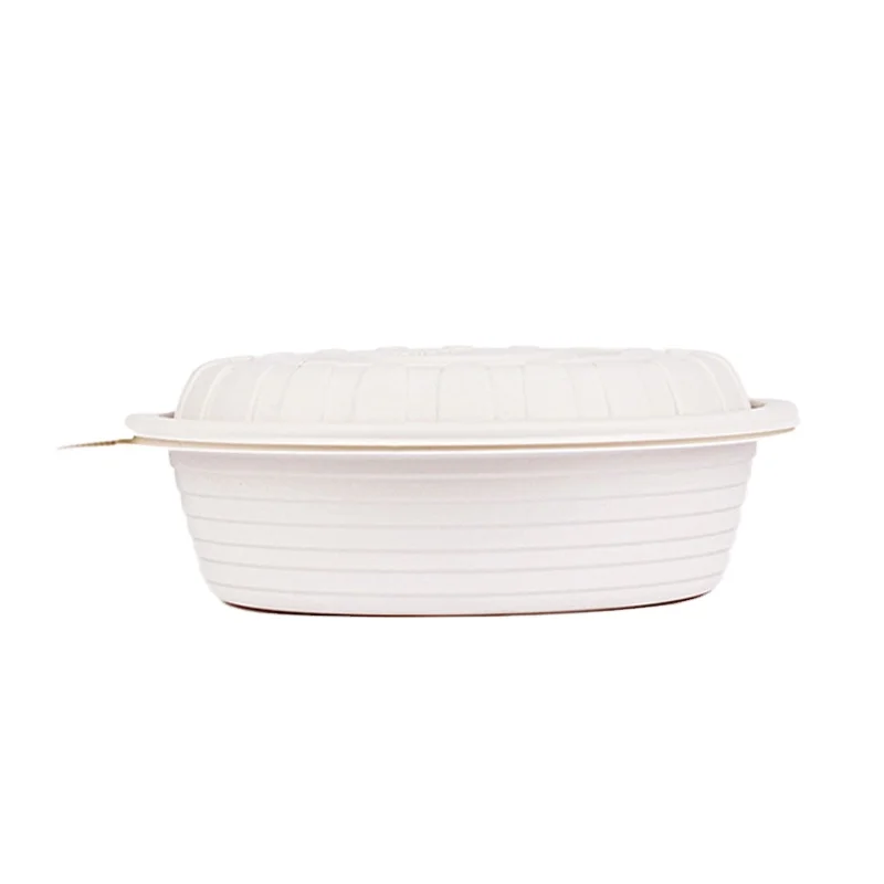 PLALEAVES 1000ml Biodegradable Cornstarch Plastic Food Containers Disposable Eco Friendly Round Bowl for Takeaway