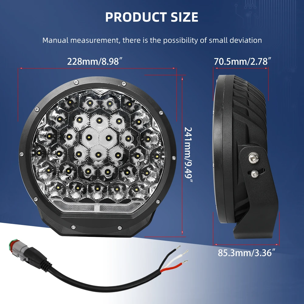 1lUX @ 1400 м 4X4 внедорожник 7 дюймов 9 светодиодов рабочий свет, комбинированный луч крыши грузовика бампер 198 Вт 7 дюймов 9 дюймов круглый светодиодный прожектор Drl ходовой свет