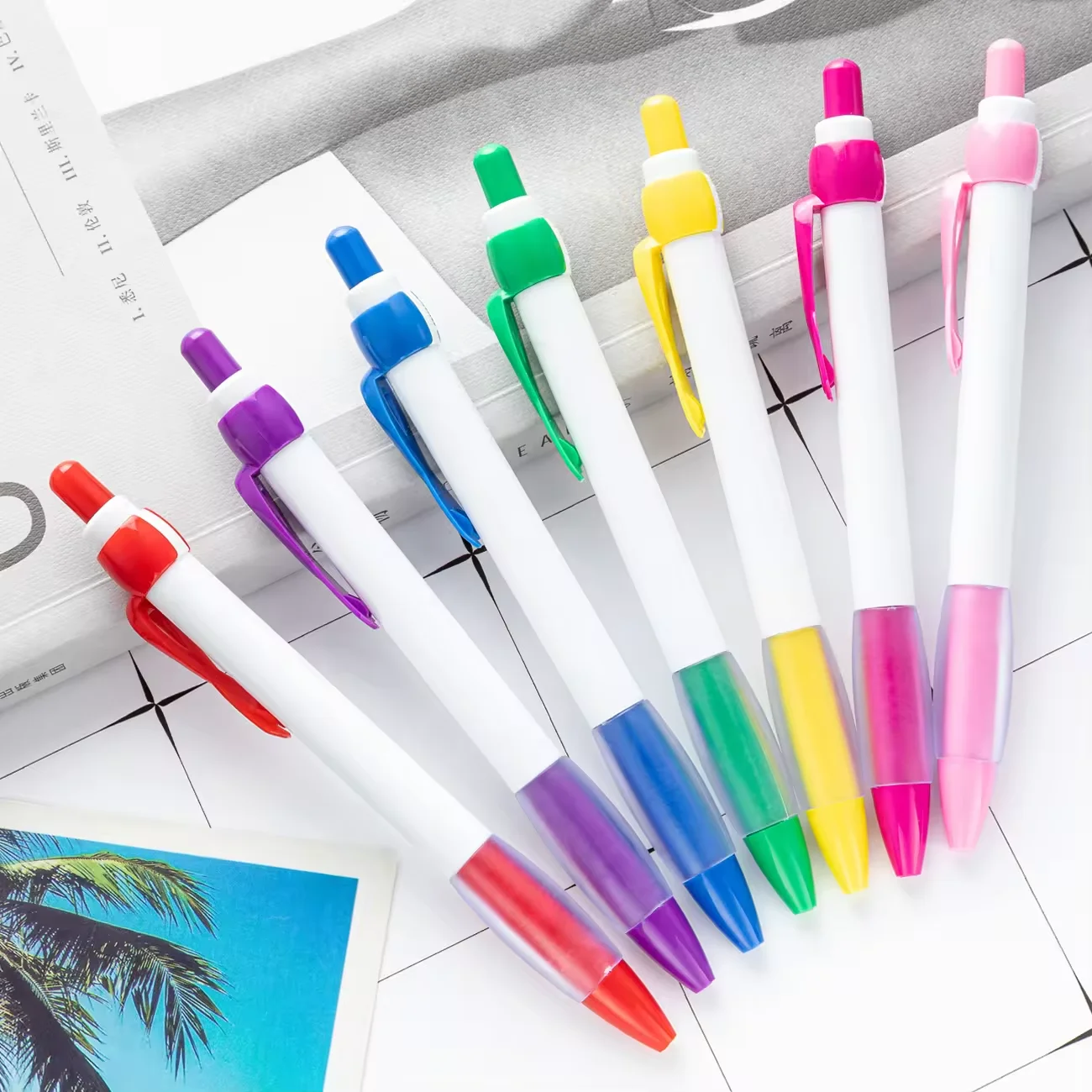 Pink Ribbon ball Pen for Women Girls Gift Plastic Breast Cancer Awareness Accessories Ribbon Plastic ballpoint pen- custom print