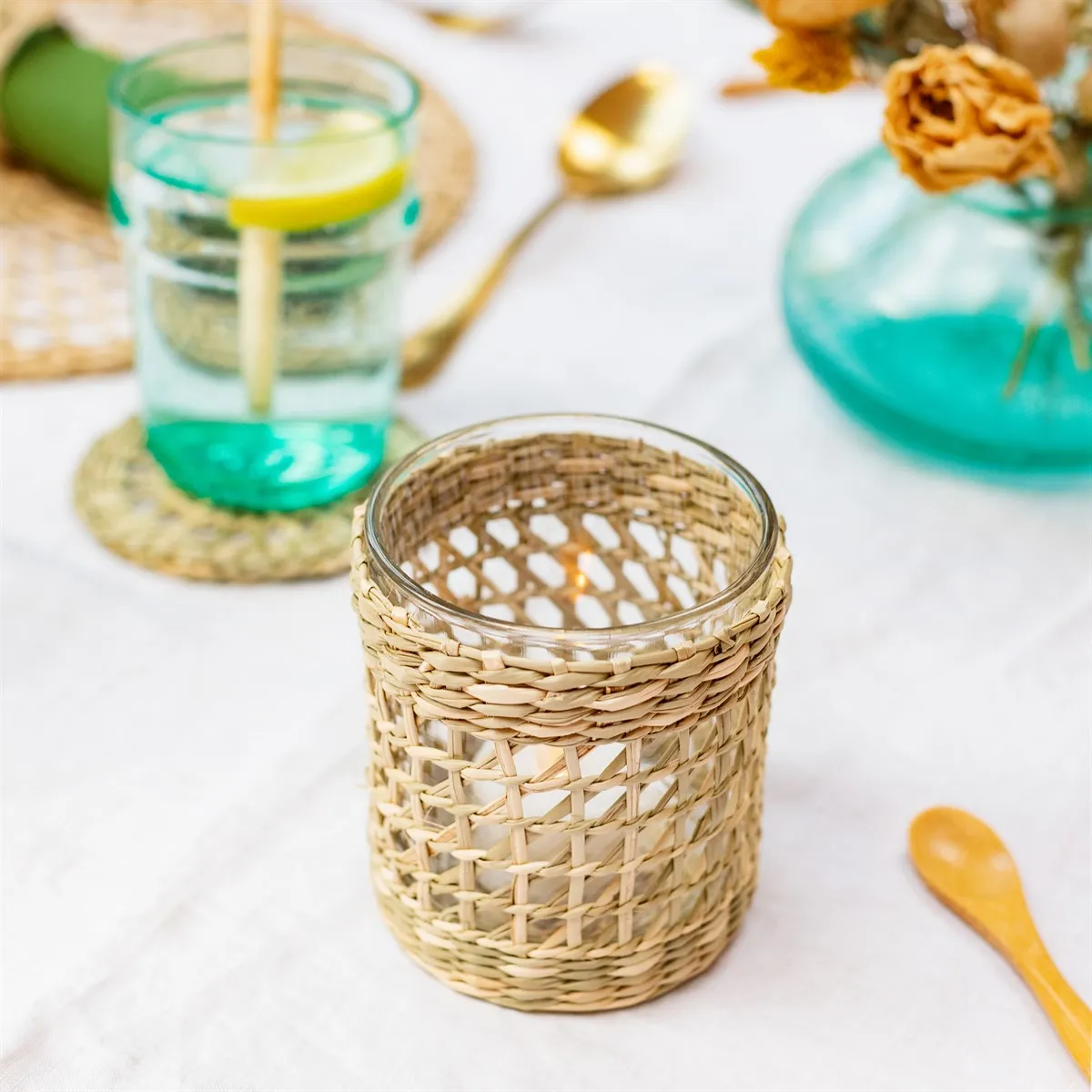 Best Selling Natural Seagrass Candle Holders Lanterns and Candle Jars OEM Designs Customized Bamboo Lantern Decor Home Handmade