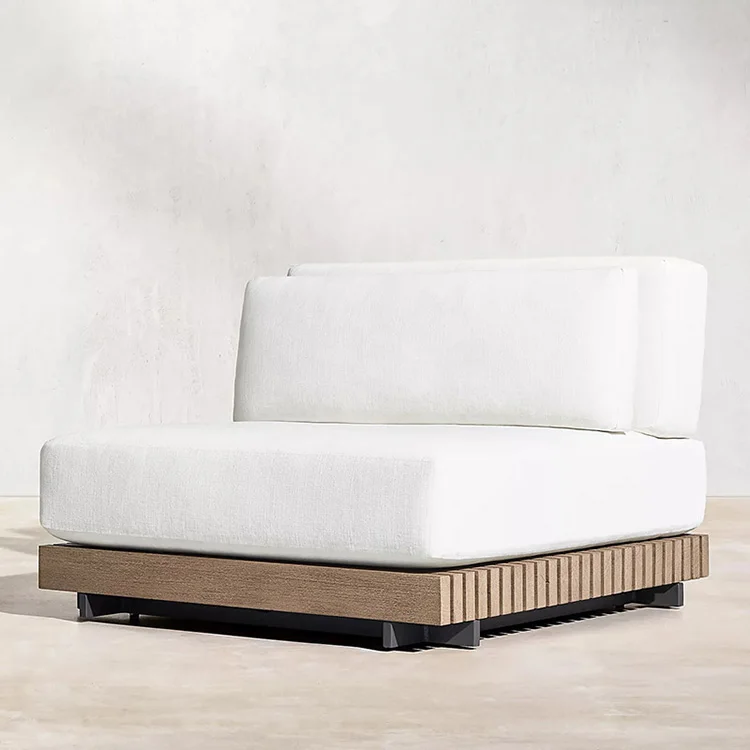 Hotel Patio Luxury Couch Backyard Outdoor Furniture Set Garden Teak Wood Sectional L Shape Sofa With Coffee Table