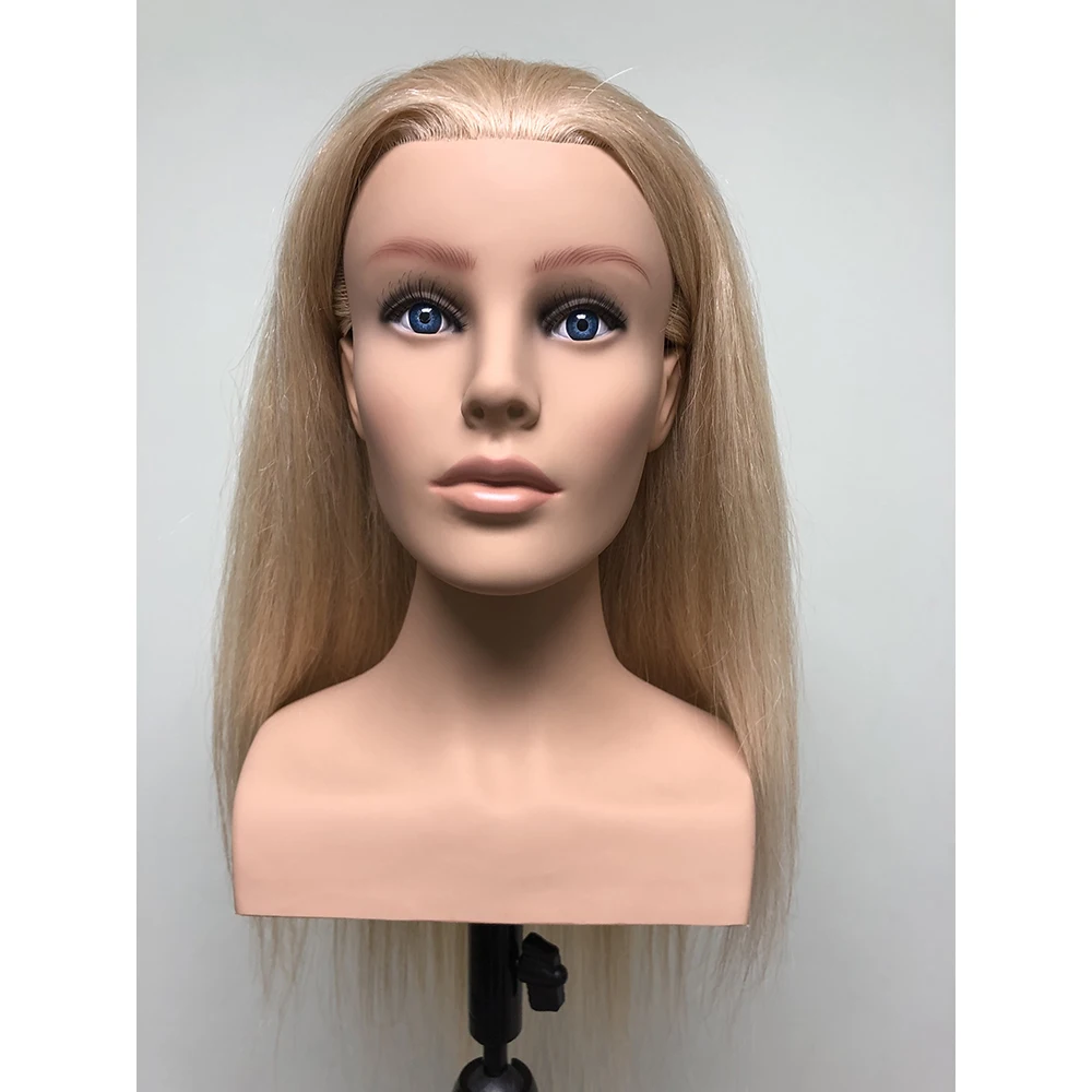 22 inch human hair Wholesale price europe face  hairdresser shoulder maniquin head