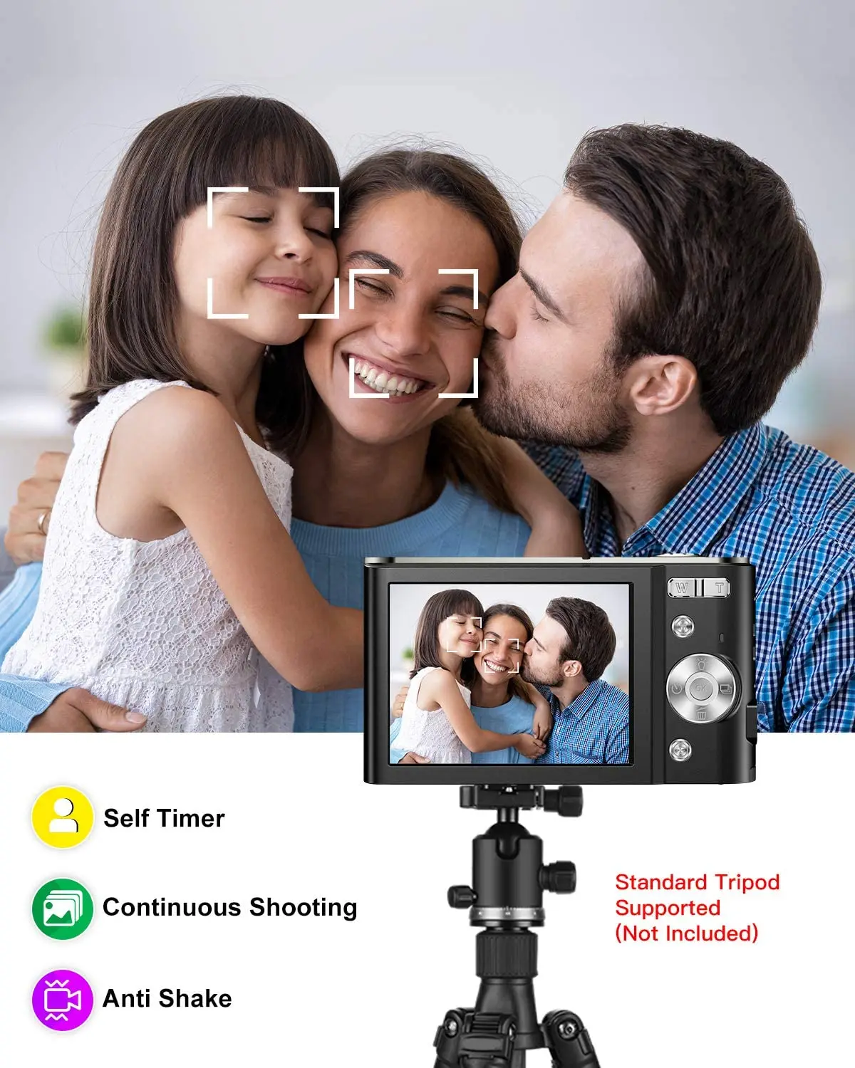 Cartoon Cute 2 Inch Rechargeable Kids Digital Camera Kids Toy Camera With  Camera Cover Child Birthday Gift