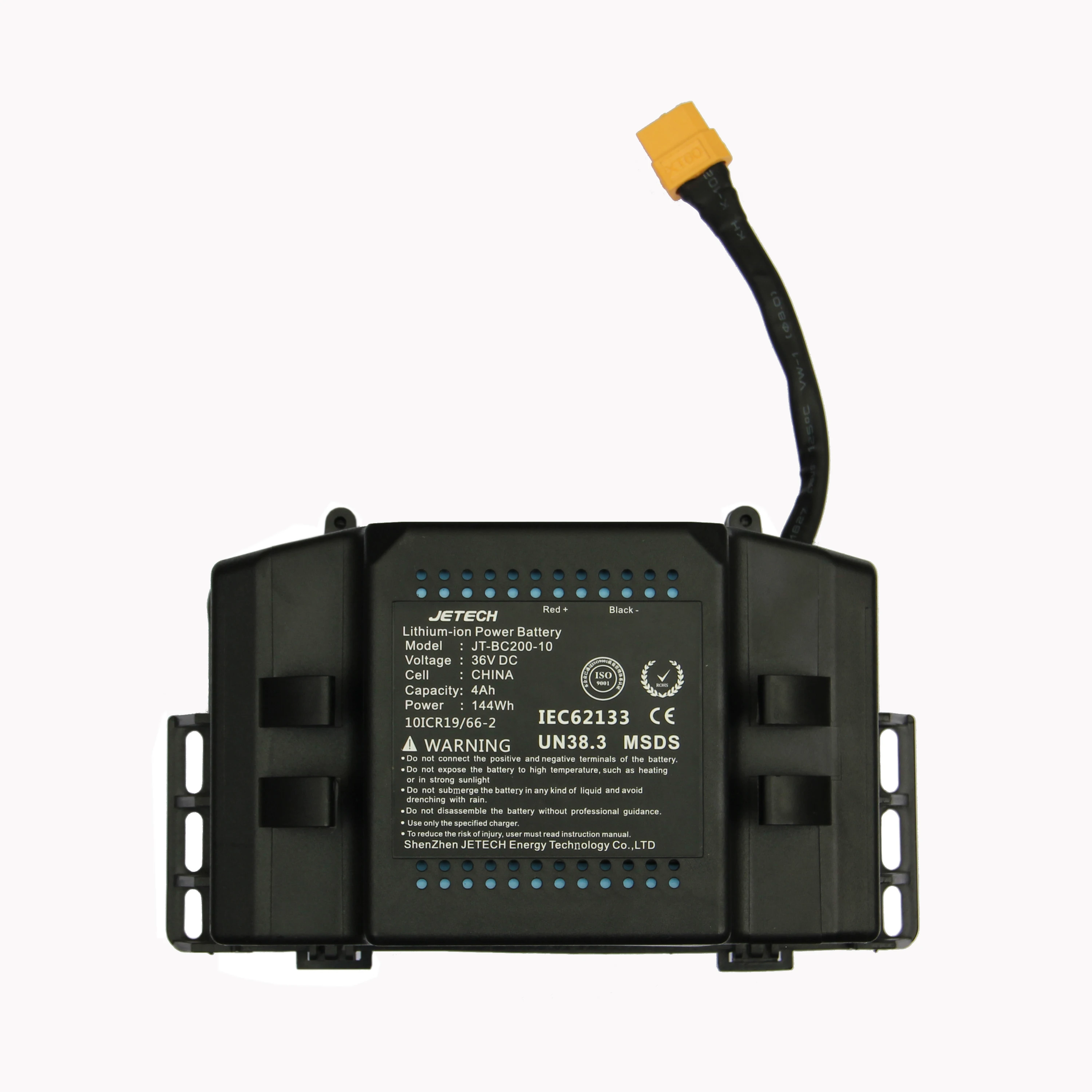 JT-BC200-10  36v 4Ah CE  li ion hoverboard electric skateboard battery pack  with fireproof  case