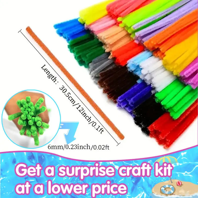 Multiple Colors Pipe Cleaners craft chenille stems 100 Pieces Chenille Stems fuzzy wire pipe cleaner new color stems chenille