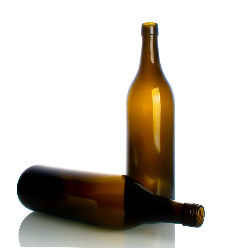 Custom empty burgundy shape cork finish drinking glass wine 375/750ml red wine bottle for liquor wine champagne