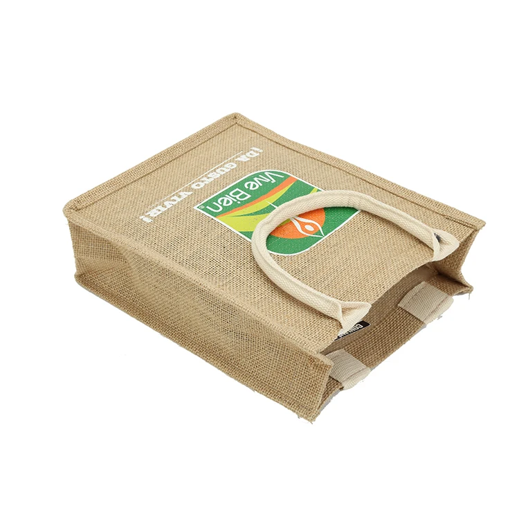 New beautiful custom printed jute bag cocoa beans color quality logo jute bags