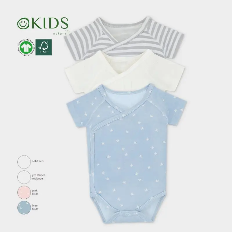 Hot Sale Summer Bamboo Organic Cotton Baby Clothes Short Sleeves Baby Bodysuit