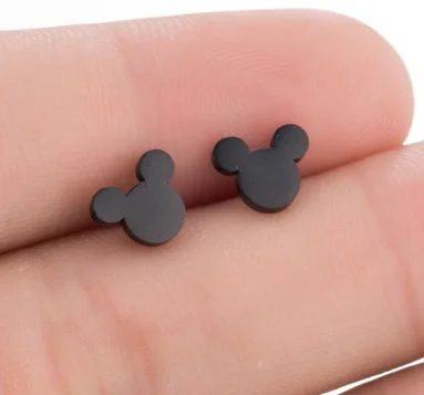 Stainless Steel Mickey Earrings for Kids Women Small Earrings Black Animal Mouse Earings Jewelry Party Gifts Wholesale