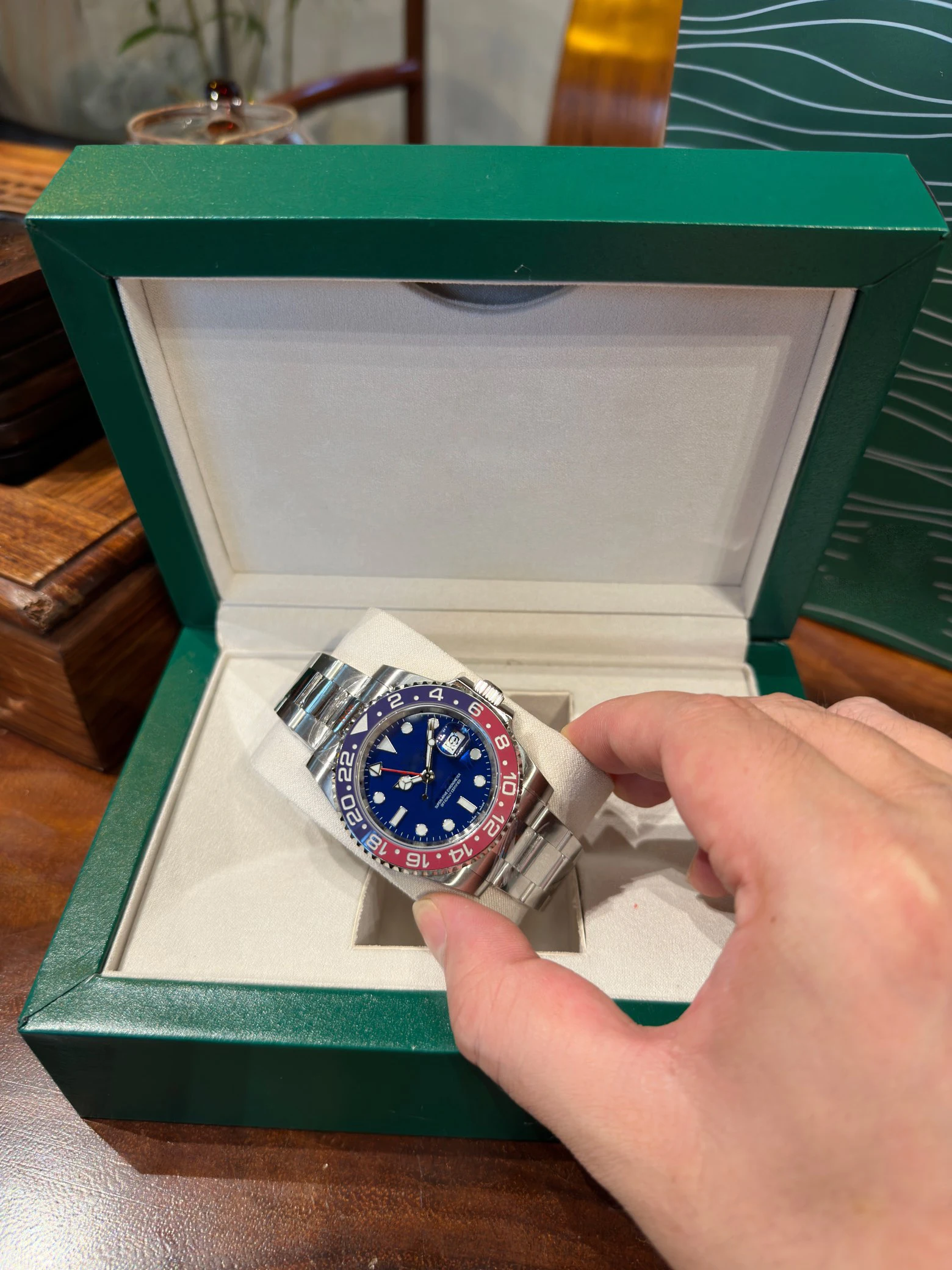 Деревянная упаковочная коробка для часов подходит механических Rolex часы с бриллиантами мужчин Pepsi