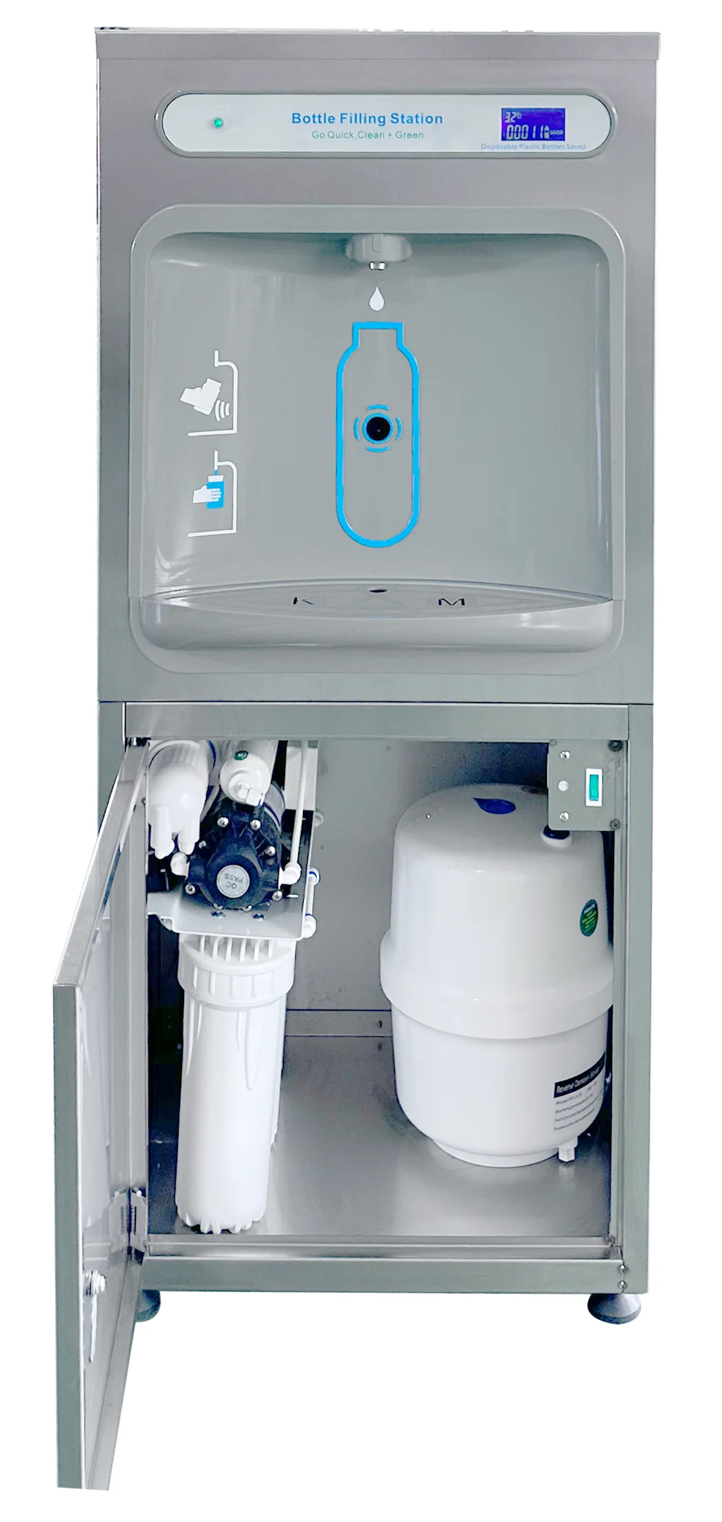 Freestanding Electric Water Cooler Stand Type Cold Dispenser with IR Sensed Bottle Filler Touchless Handfree for Household Use