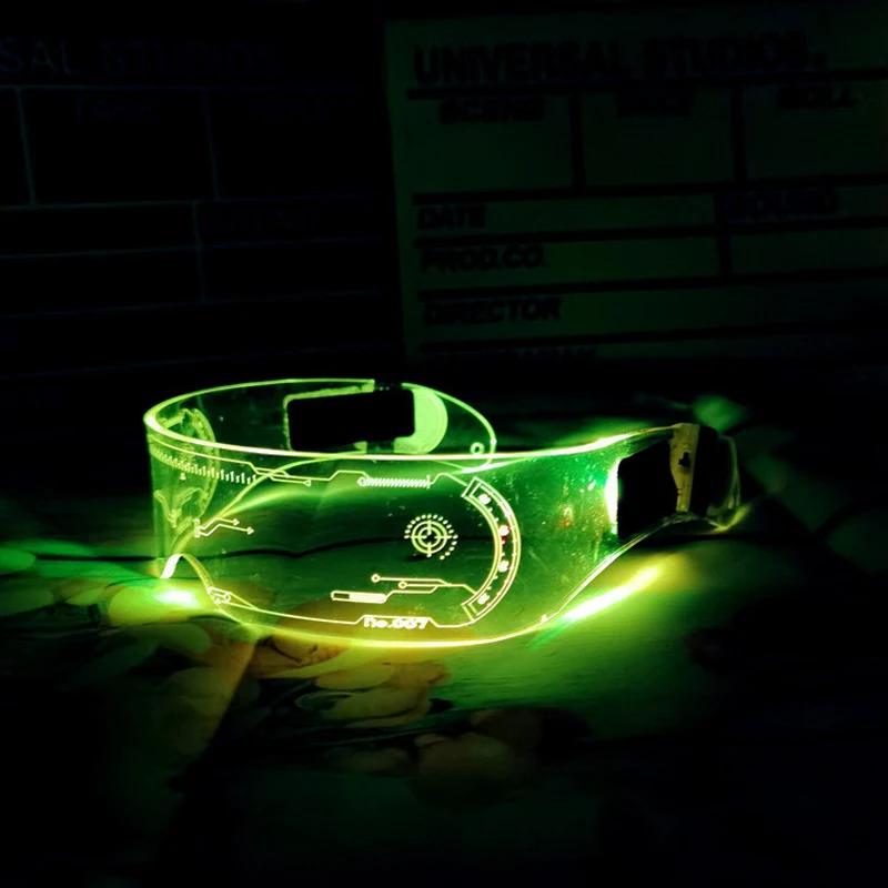 New Popularity Custom Acrylic Clear LED Light Up Glasses Cyberpunk Luminous Glasses Party Trendy Glasses Glow in the Dark