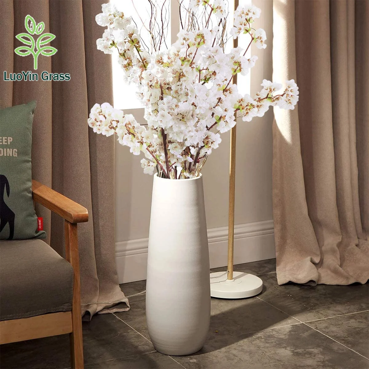 Artificial White Cherry Blossom Flower Faux Cherry Blossom Silk Cherry Blossom Branches  Tree Stems for Wedding Home Decor