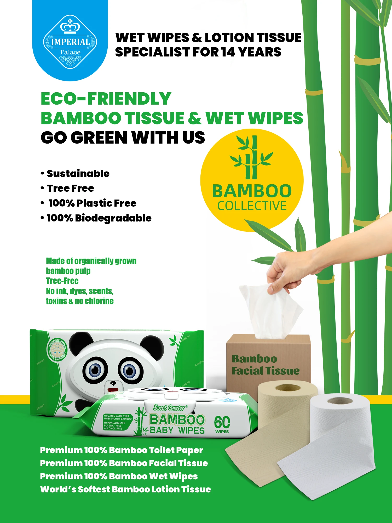 Hot Selling Individually Wrapped 3 Ply Pure Bamboo Toilet Paper Roll