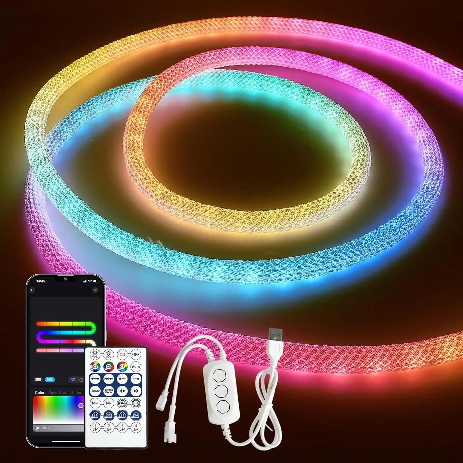 Factory Outdoor Color Changing Waterproof Christmas Smart Strip Light Party Flexible RGB Neon Rope Light Led Neon Strip Light