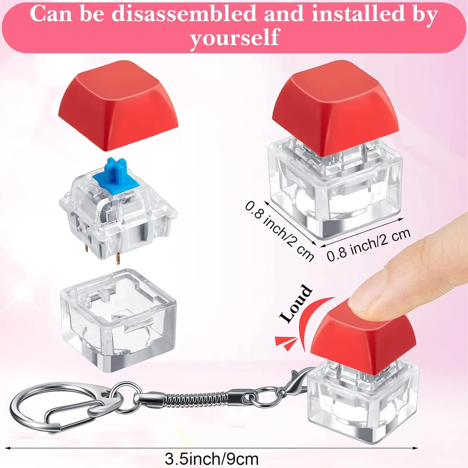 Wholesale Custom Design Logo Mechanical Keyboard Keychain Keycap Relieve Stress Switches Key Chain Decompression Keychain