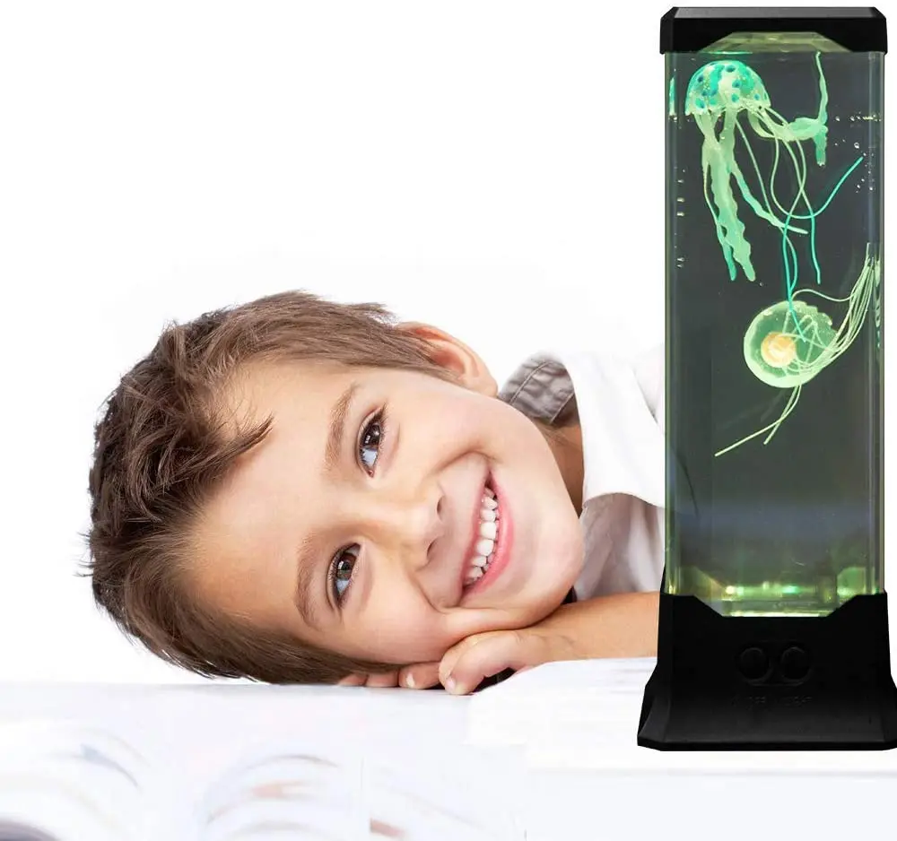 Mini Jellyfish Aquarium Lamp Electric Jellyfish Tank Table Lamp with Color Changing Light Men Women Home Deco Room
