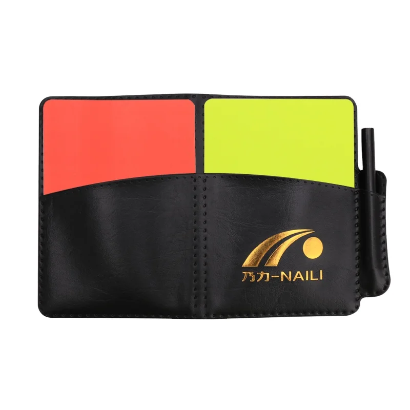 High quality Portable folding pu leather football referee card set red and Yellow card set with record sheet