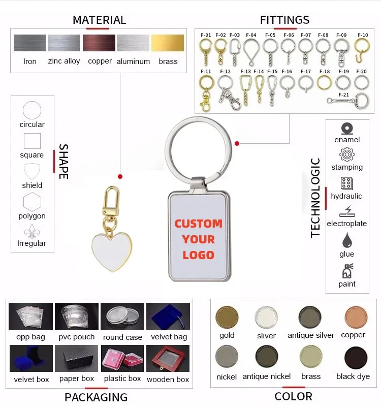 Heat Transfer DIY Crafts keychain with logo key holder Single-sided sublimation metal keychain