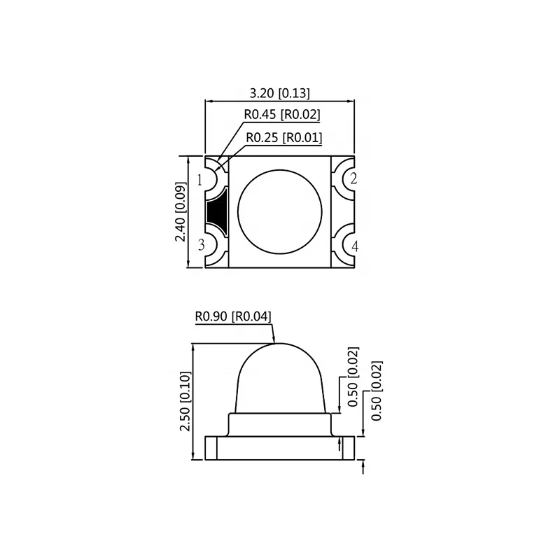 China Supplier Free Sample Smd Led Tri-color 3224 RGB Thickness 2.5mm Led With Lens
