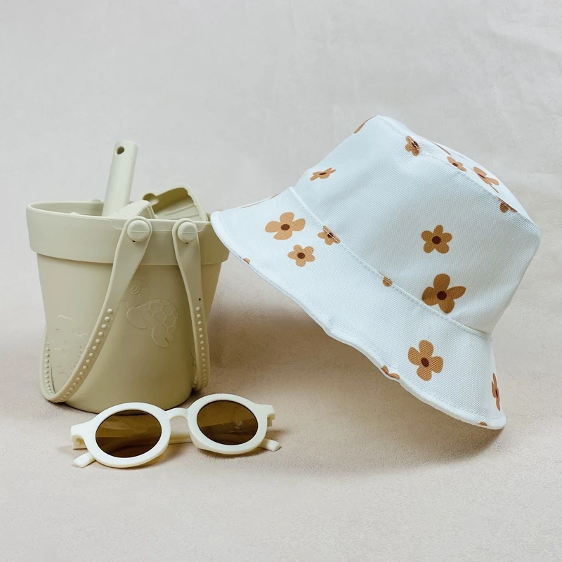 Breathable Canvas Baby Sun Hat Cute Colorful Pattern Fisherman Hat Toddler Kids Summer Bucket Hat