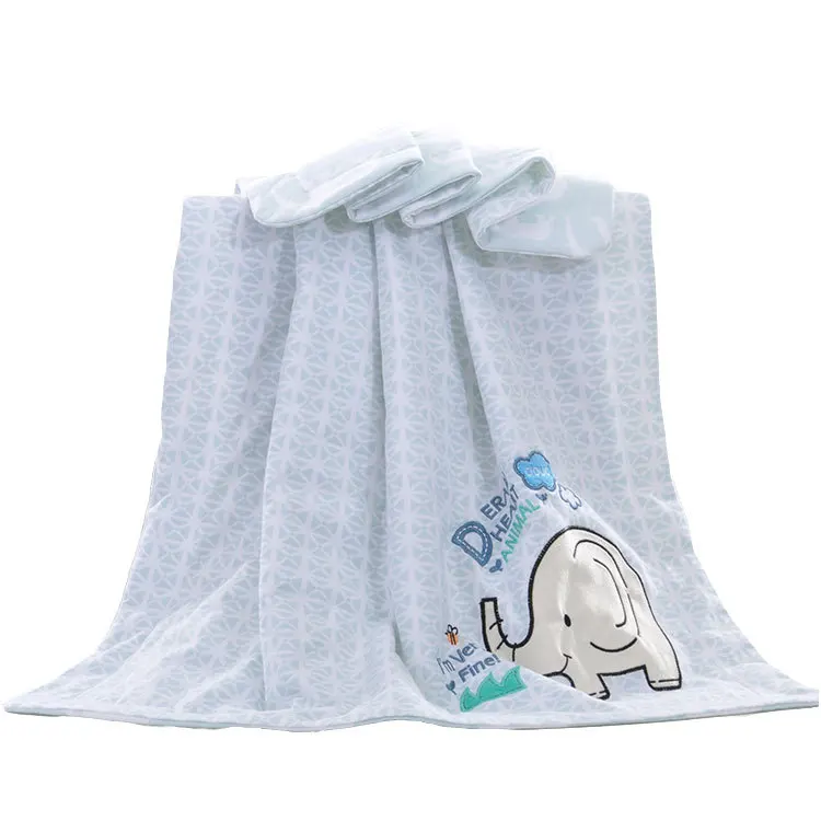 custom newborn embroidery 100% cotton baby blanket soft kids blanket with applique